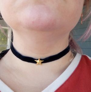 Sailor Neptune velvet star choker - 14" w/ 3" ext.